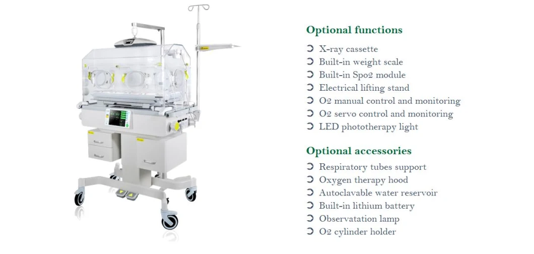 Medical Equipment Neonate Baby Care Moveable Medical Neonatal Incubator with 8-Inch LCD Screen