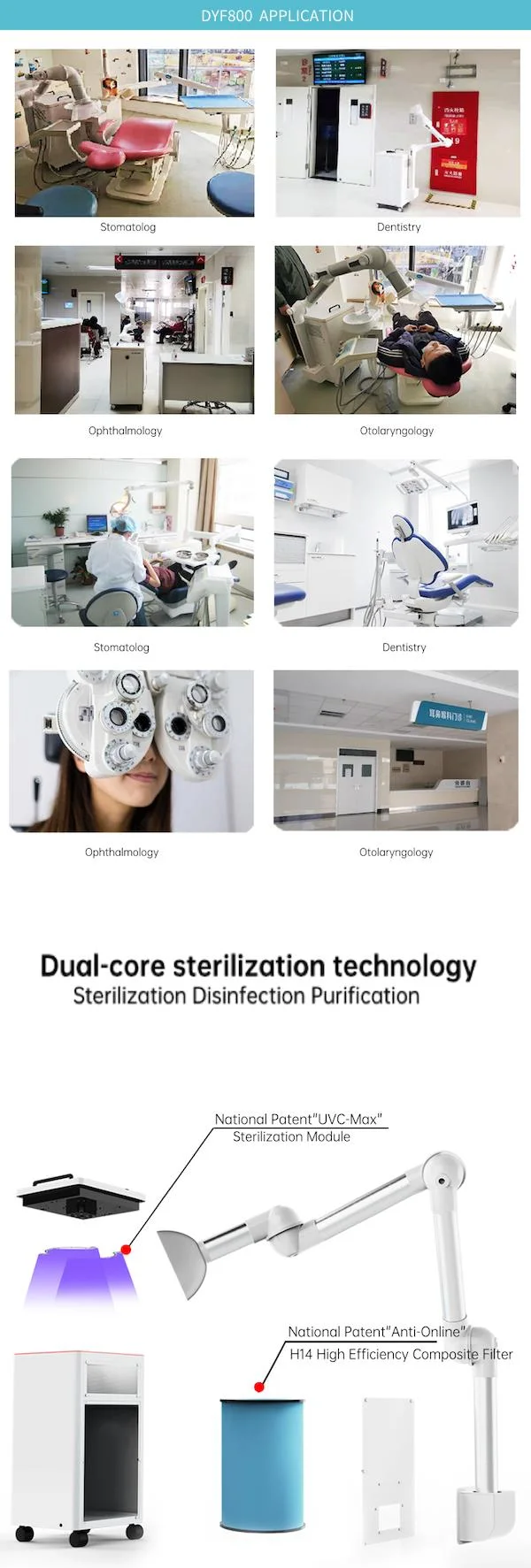 Hospital Dentistry Oral Specialized Avoiding Cross Infection UVC-LED Sterilization Anti Viruses&Bacteria Air Disinfection Sterilizer Medical Dental Equipment