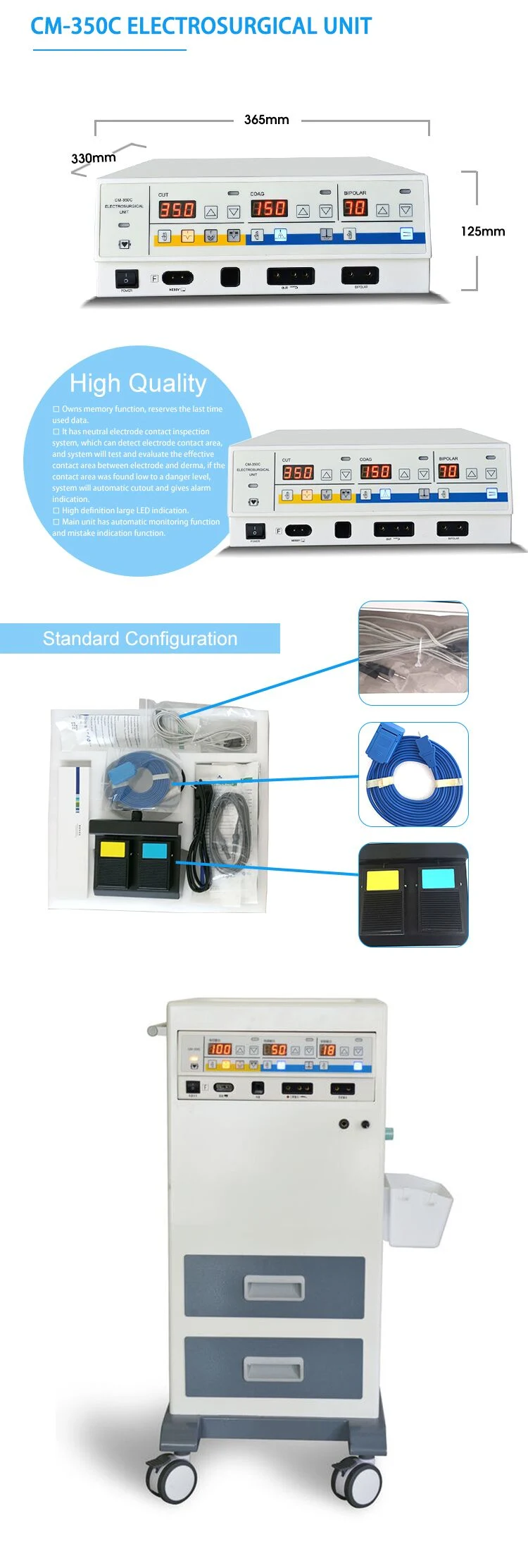 High Frequency Electrosurgical Cautery Unit for General Surgery (HFCM-350C)