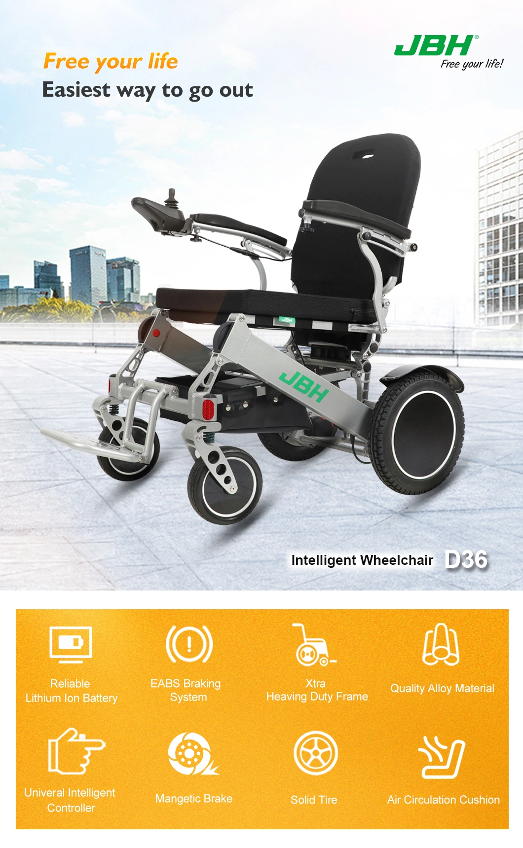 Jbh Brushless DC Electric Folding Wheelchair Motor