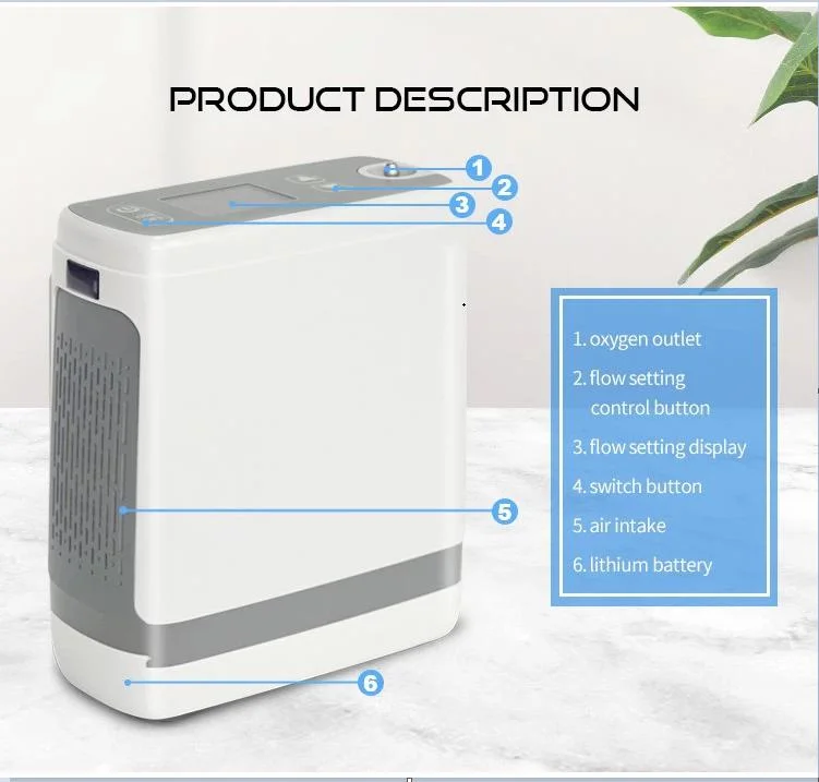 Portable 5L Oxygen Concentrator with Pulse Flow Jay-1000p