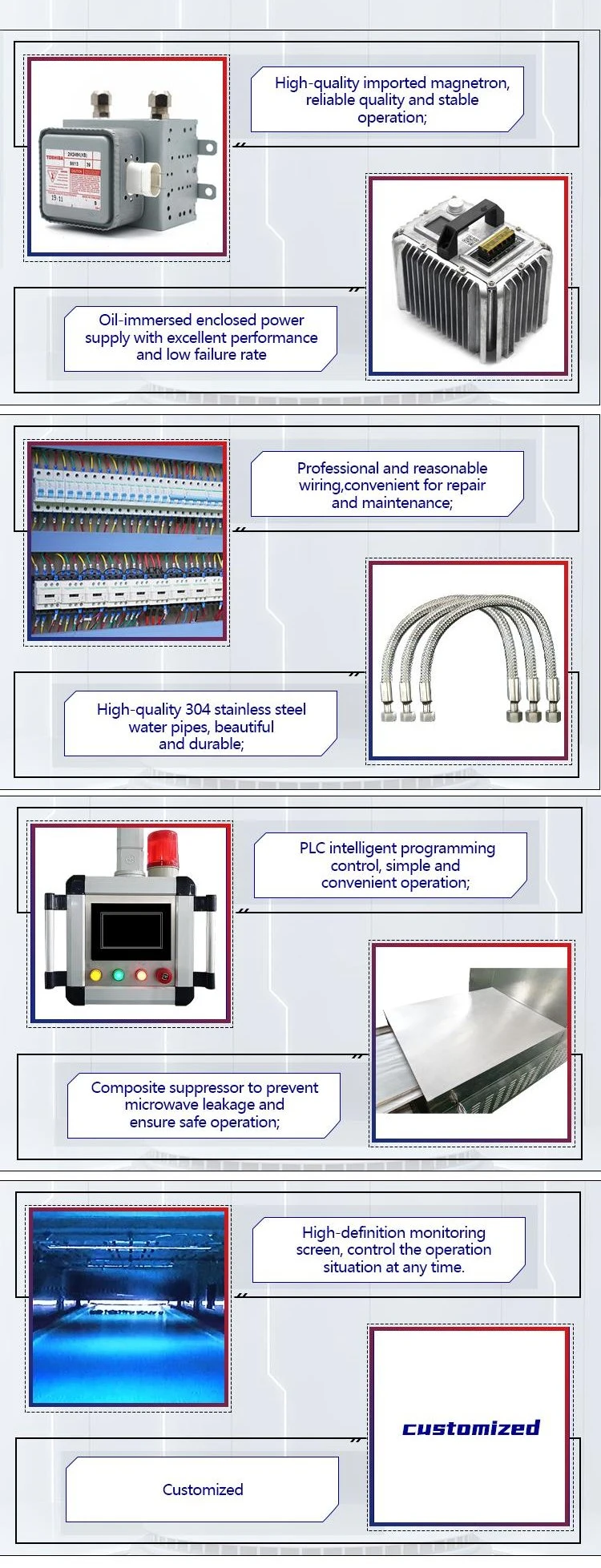 PLC Control Tunnel Microwave Chili Sauce Sterilization Equipment