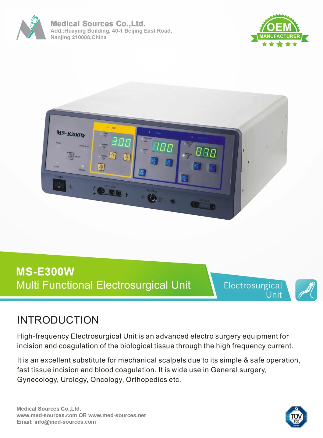 Surgical Medical Esu Portable High Frequency Smart Cautery Electrosurgical Unit