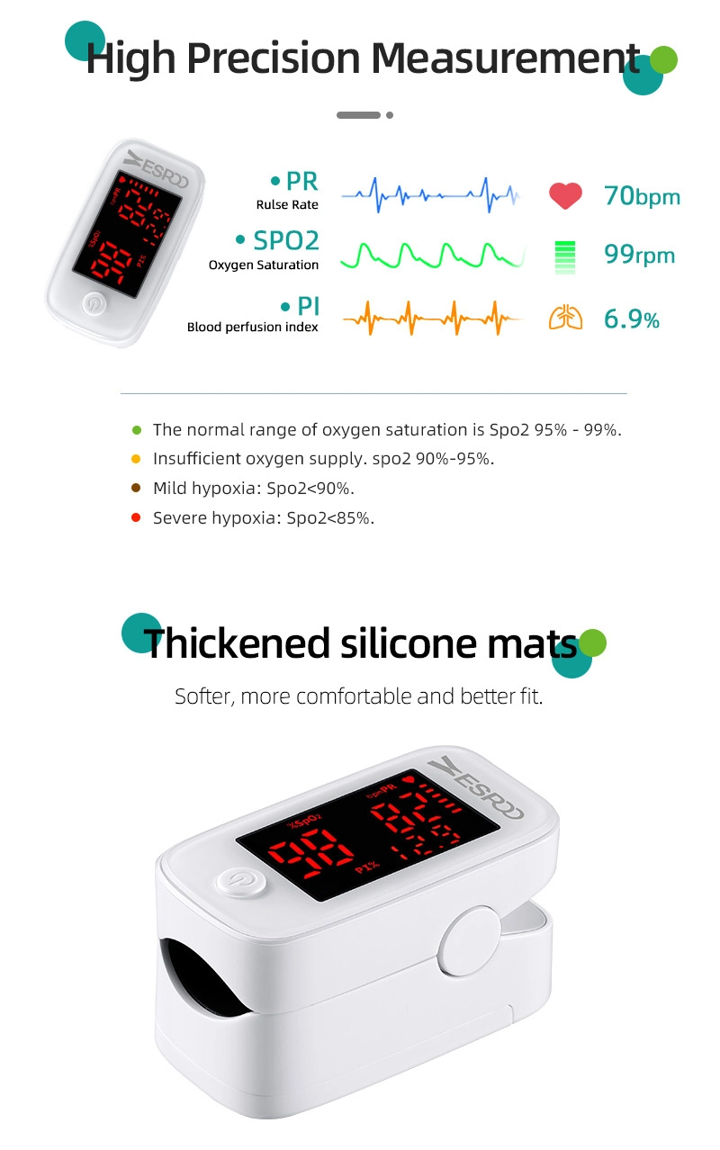 1.5 LED Multi Color Plethysmograph Ym101 Yimi Life SpO2 Fingertip Pulse Oximeter